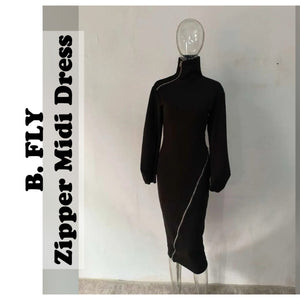 Zipper Midi Dress