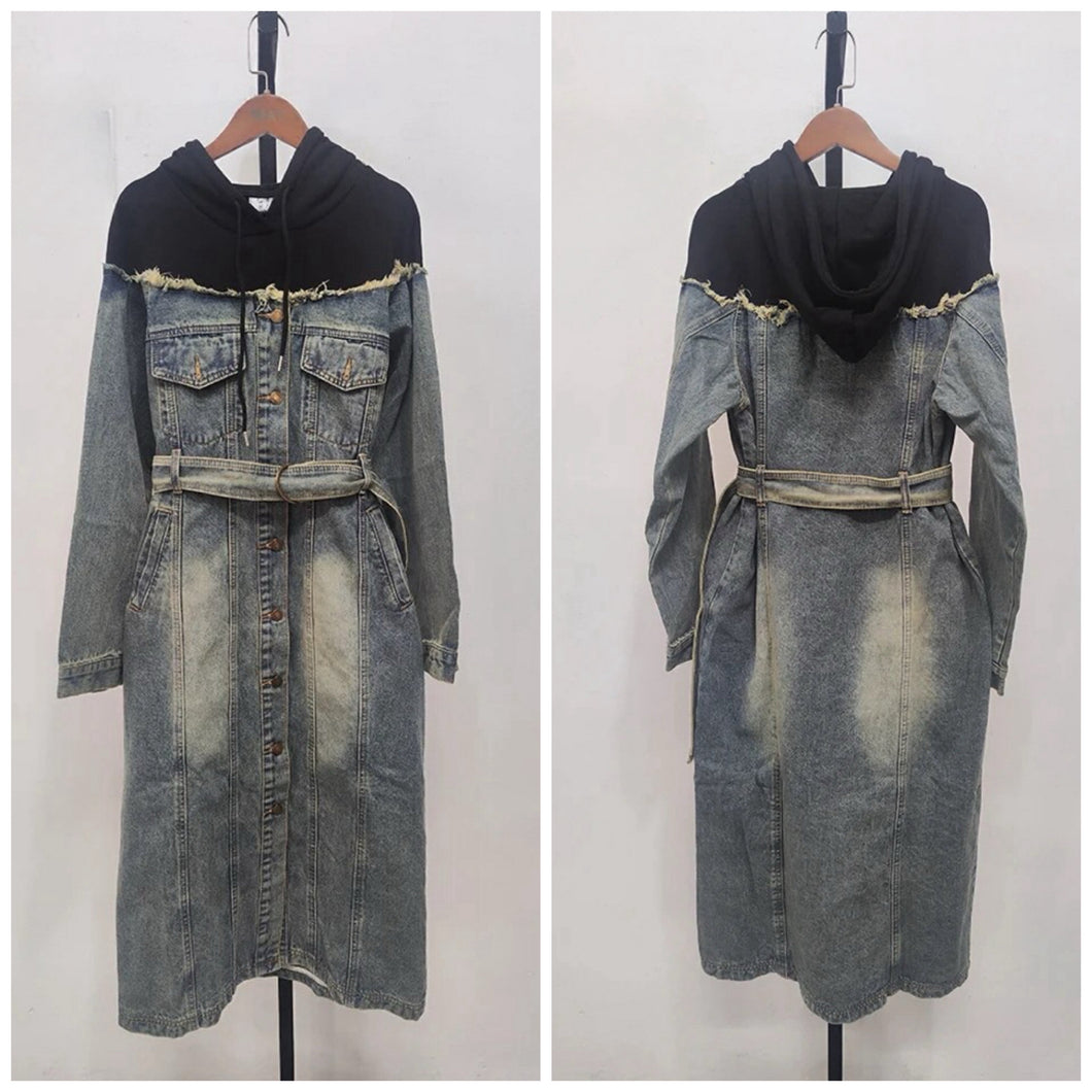 Hooded Denim Dress/Jacket