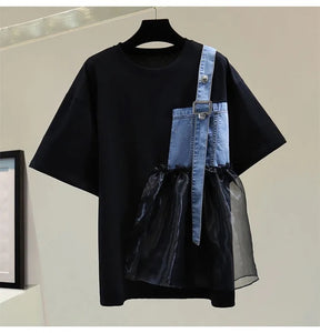Denim Tulle Tshirt
