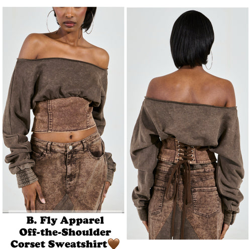 Off the Shoulder Corset Sweatshirt
