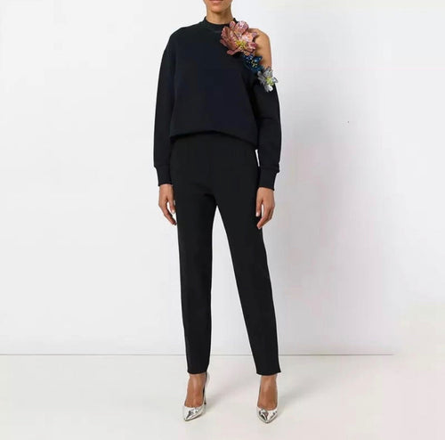 Sequin Flower Shoulder Hoodie