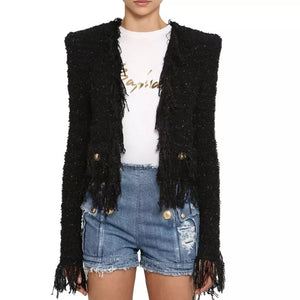 Tweed Fringe Blazer
