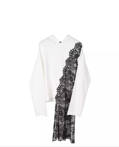 Lace Asymmetrical Hoodie