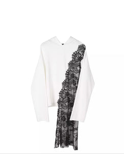 Lace Asymmetrical Hoodie