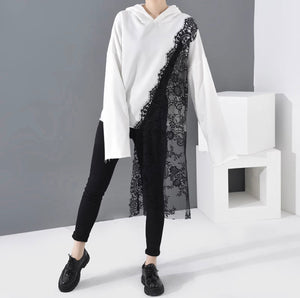 Lace Asymmetrical Hoodie