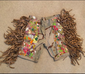 Camo Fringe Shorts