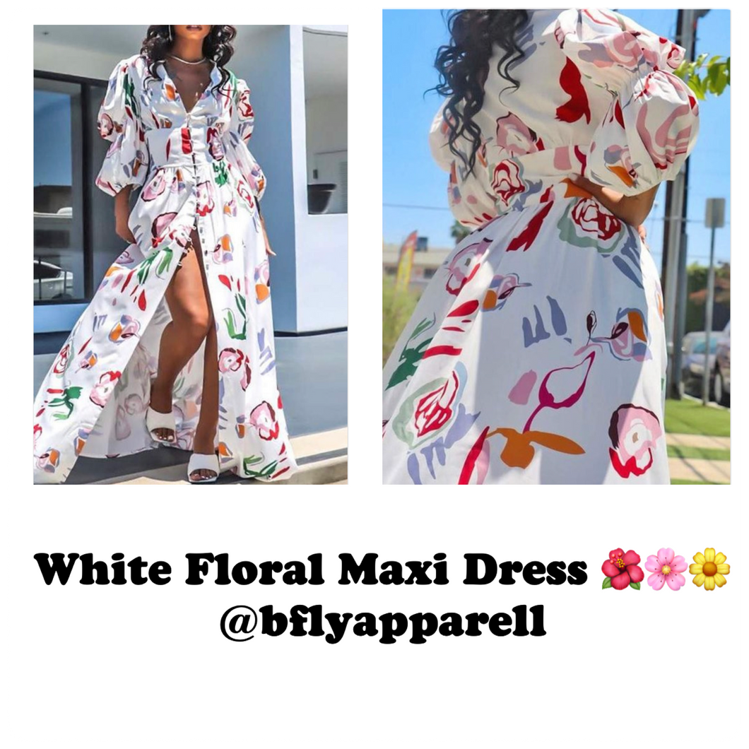 White Floral Maxi Dress