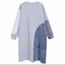 Load image into Gallery viewer, Denim Sweatshirt Dress