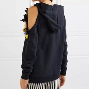 Sequin Flower Shoulder Hoodie