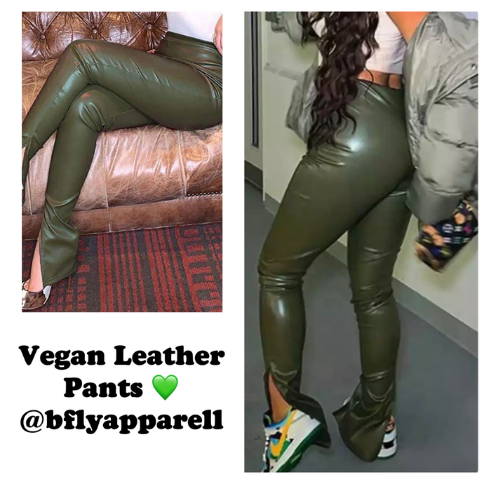 Olive Leather Pants