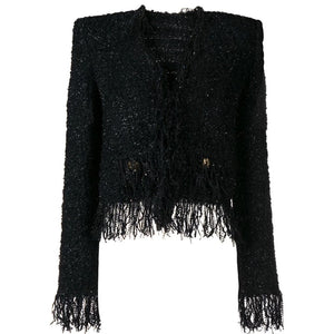 Tweed Fringe Blazer