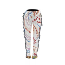 Load image into Gallery viewer, White Abstract Fringe Pants