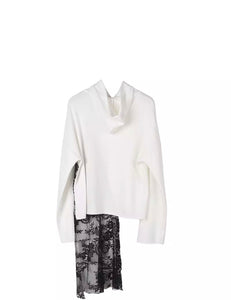 Lace Asymmetrical Hoodie