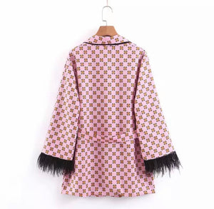 Jacquard Feather Belted Jacket