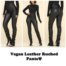 Load image into Gallery viewer, Vegan Leather Ruched Pants