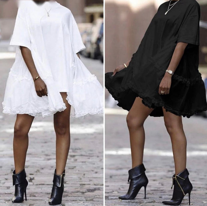 T-shirt Dress/Top w/ Ruffle Sides